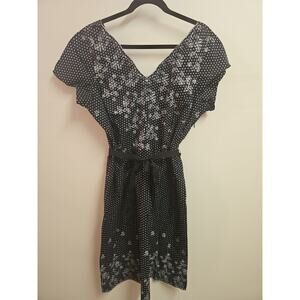 Notations Womens Black And White Classic Polka Dot Dress With Flowers Size 1x